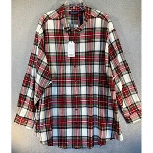 Roundtree & Yorke Shirt Big Men's 3XB‎ Red Plaid Portuguese Flannel Button Down